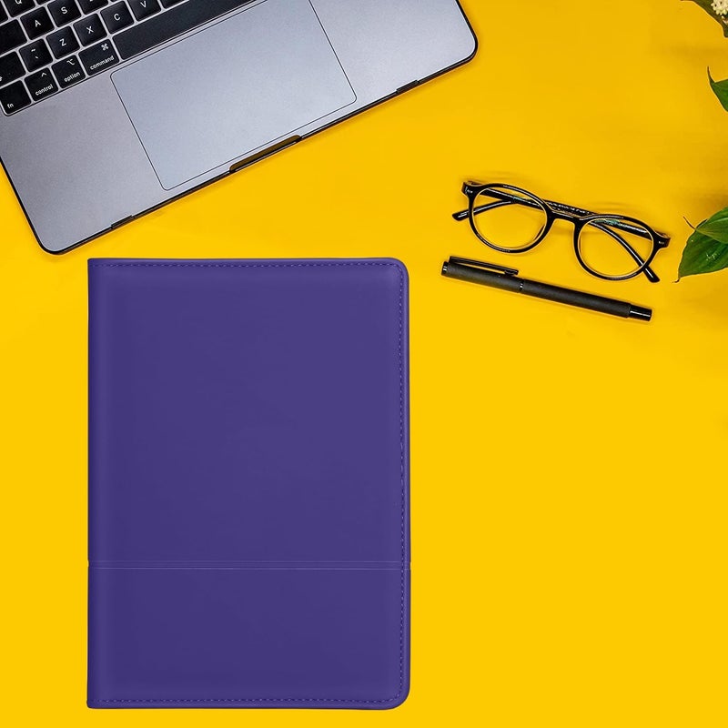 Konper Classic Padfolio/Junior Portfolio Folder Case, Business A5 Leather Organizer Binder for Men Women, A5 Writing Pad Included, Dark Purple - Image 5
